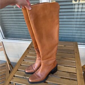 Tan Leather Knee-High Boots